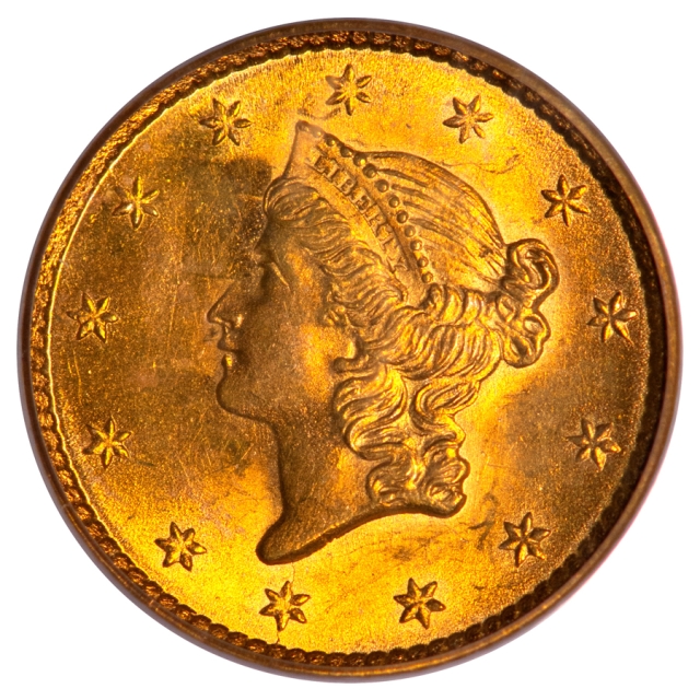 1852 G$1 Gold Dollar PCGS OGH MS64