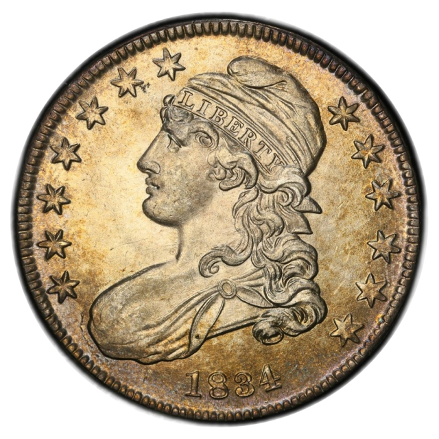 1834 O-116 50C Small Date, Small Letters Capped Bust Half Dollar PCGS AU58