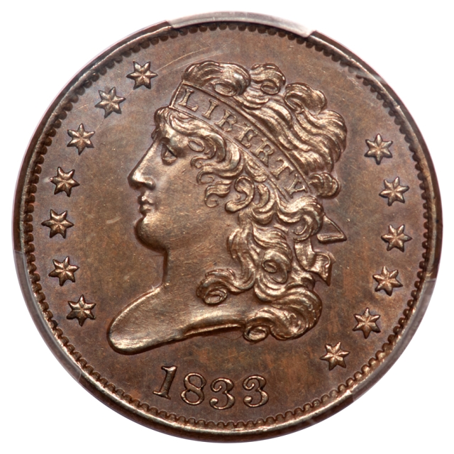 1833 1/2C Classic Head Half Cent PCGS MS64BN (CAC)