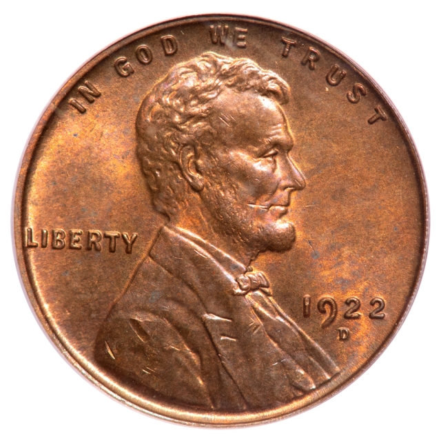 1922-D 1C Lincoln Cent - Type 1 Wheat Reverse PCGS MS63RB