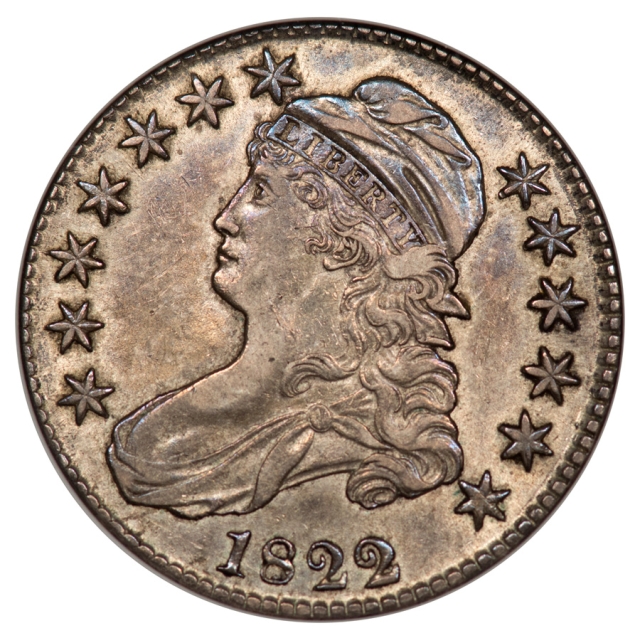 1822/1 O-101 50C Capped Bust Half Dollar AU53 ANACS