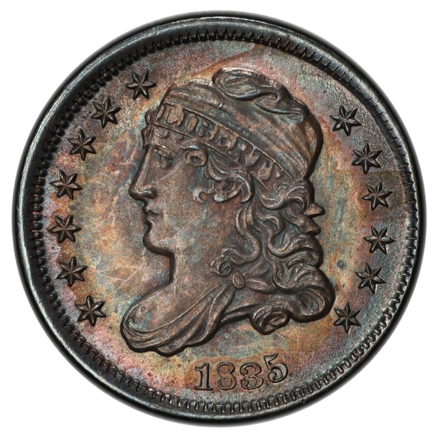 1835 LM-10 H10C Small Date, Small 5C Capped Bust Half Dime PCGS MS65