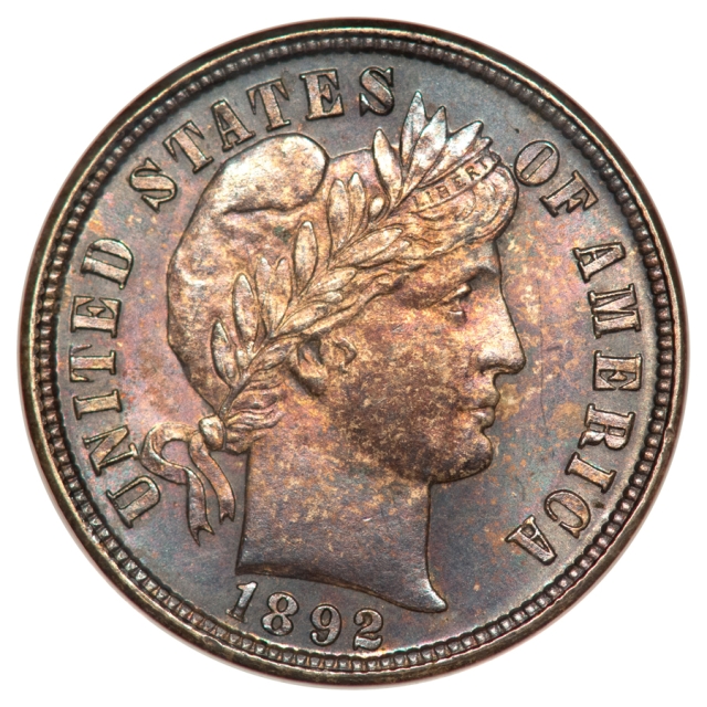 1892 10C Barber Dime MS64 NGC FATTY (CAC)