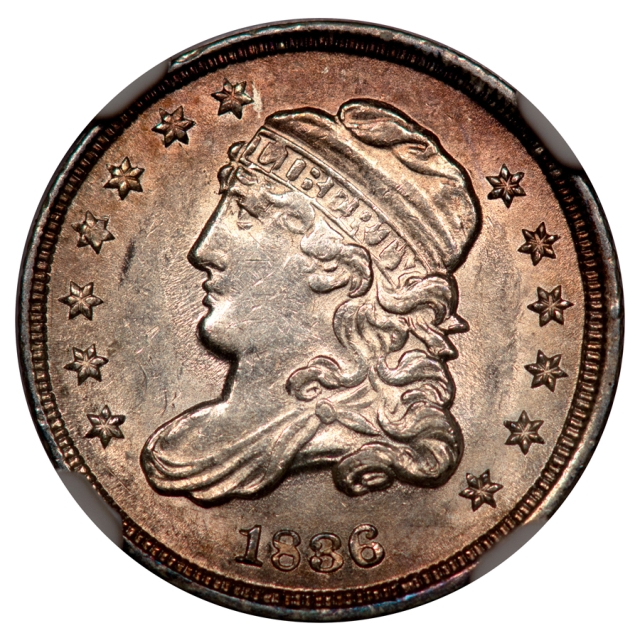 1836 3/INV 3 LARGE 5C Capped Bust Half Dime LM-3 H10C NGC AU55