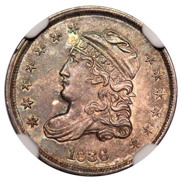 1836 LM-7 R4 Lg 5 Capped Bust Half Dime H10C NGC MS63