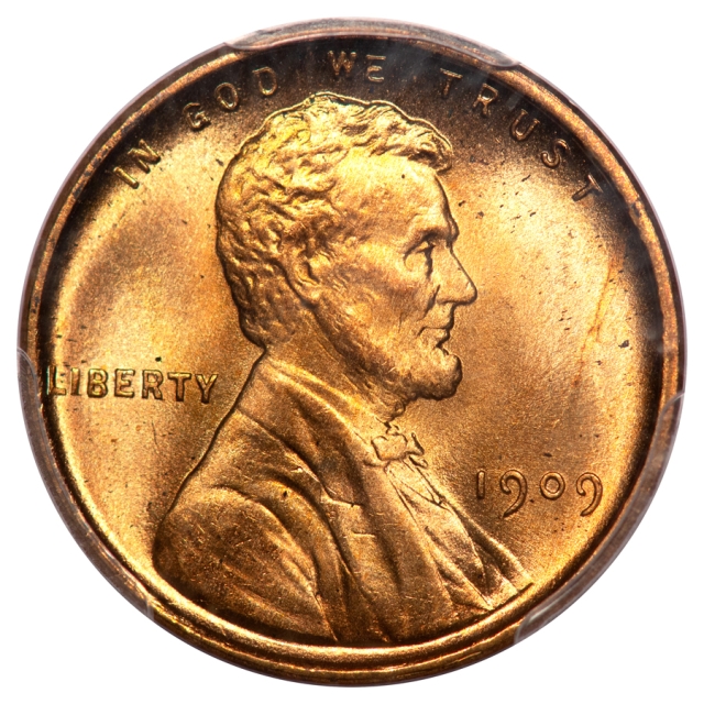 1909 VDB 1C Lincoln Cent - Type 1 Wheat Reverse PCGS MS66+RD
