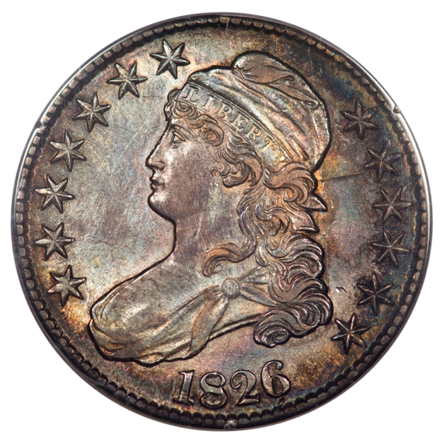 1826 50C AU55 Capped Bust Half Dollar PCGS OGH Rattler O-112a