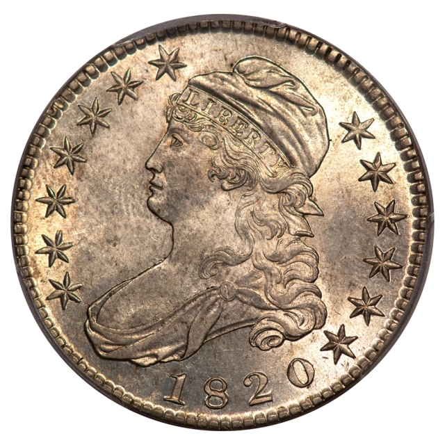 1820 O-105 50C Square 2, Large Date, Knob 2 Capped Bust Half Dollar PCGS MS62