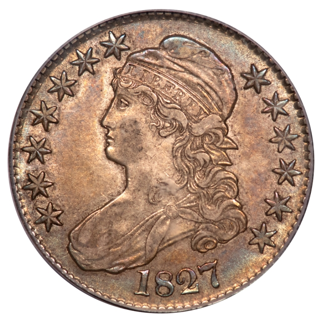 1827 O-117 50C Square Base 2 Capped Bust Half Dollar PCGS AU53