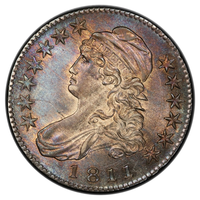 1811 O-103 50C Large 8 Capped Bust Half Dollar PCGS AU58