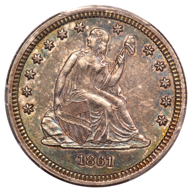 1861 25C Liberty Seated Quarter PCGS AU58