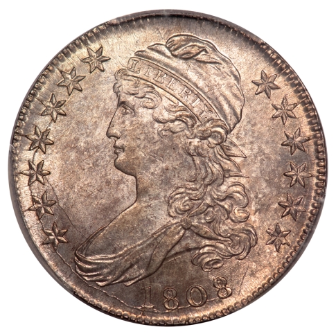 1808/7 O-101 50C Capped Bust Half Dollar PCGS MS63+